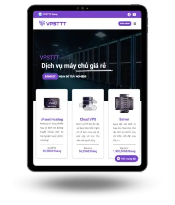 Website mẫu trên iPad